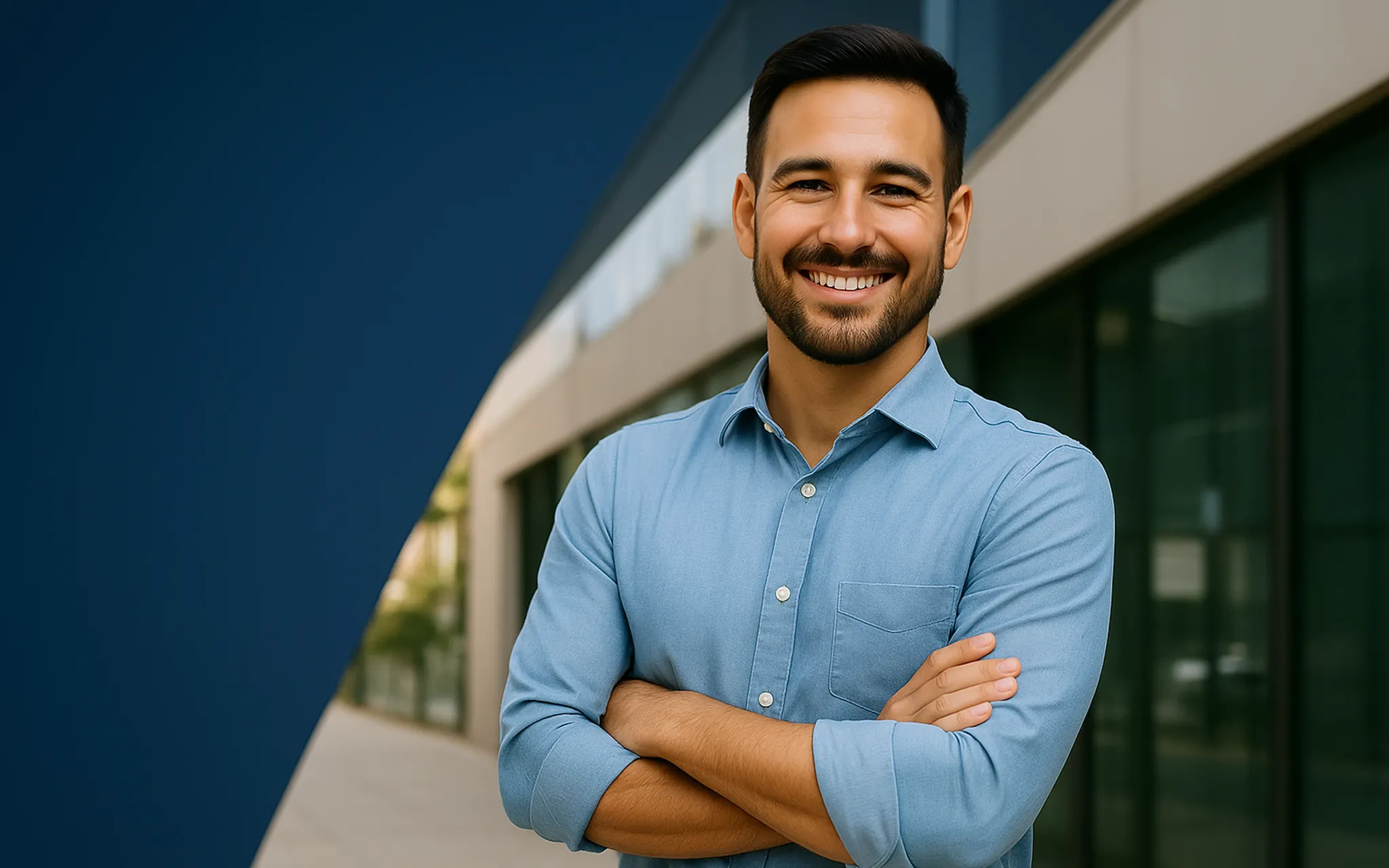 Business owner smiling with arms crossed